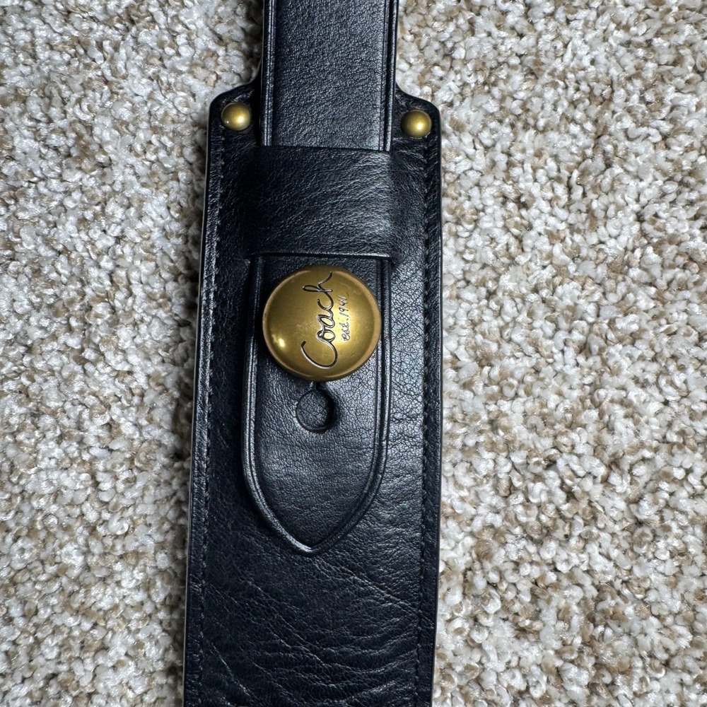 Coach Leather Horsebit Style Belt Brass Double Rings Branded Studs - Picture 12 of 16